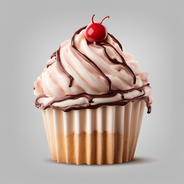 cupcake ice cream on isolated background