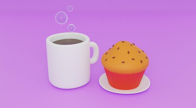 A cupcake and muffin are next to each other on a purple background.