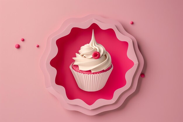 Photo cupcake in paper cut style