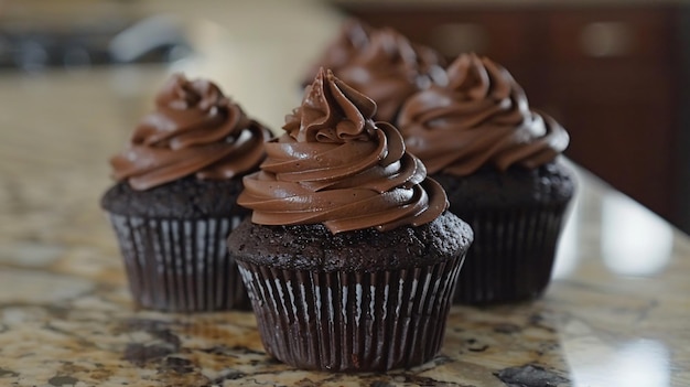 a cupcake with chocolate frosting and chocolate frosting on it