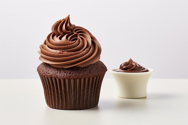 Photo a cupcake with chocolate frosting and a mini choco cupcake images298jpg