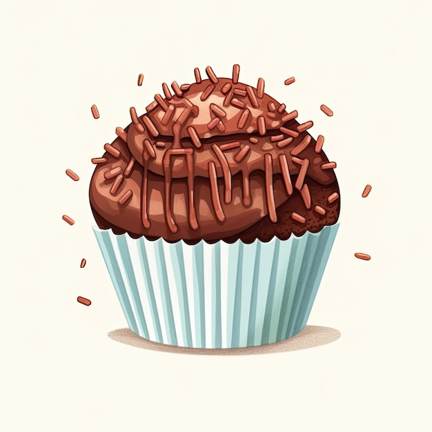 a cupcake with chocolate on it and a cupcake in the background