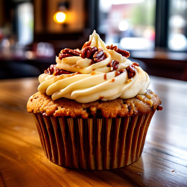 a cupcake with cream on the top and the number 3 on the top