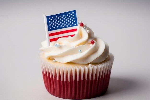 Cupcake with cream and usa flag