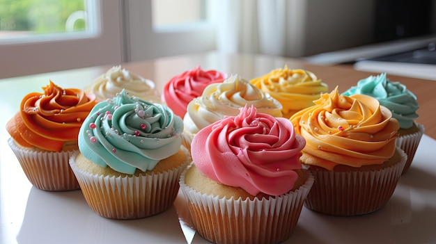 A cupcake with a flower on it