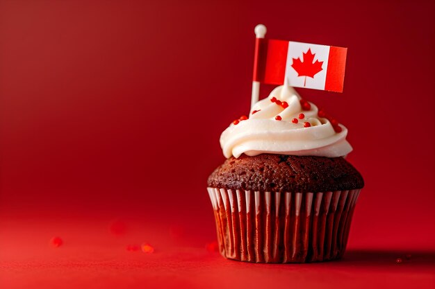 Photo cupcake with little canadian flag sweet dessert for holiday party happy canada day