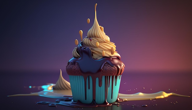 Cupcake with melting effect Sweet and decadent treat illustration