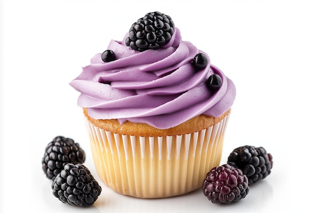 Cupcake with purple cream and blackberry filling