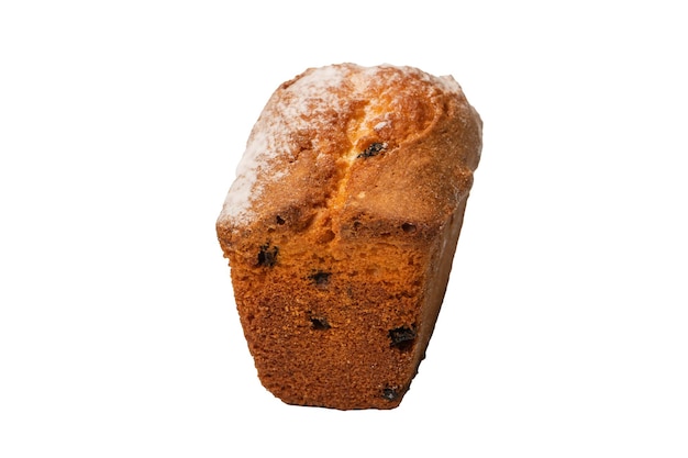 A cupcake with raisins isoalted on a white background