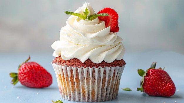 Cupcake with Whipped Cream Decorated with Sprinkles