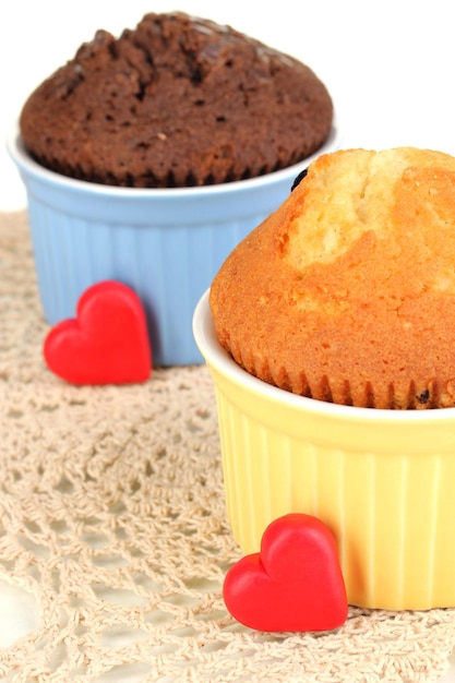 Cupcakes in bowls for baking close up