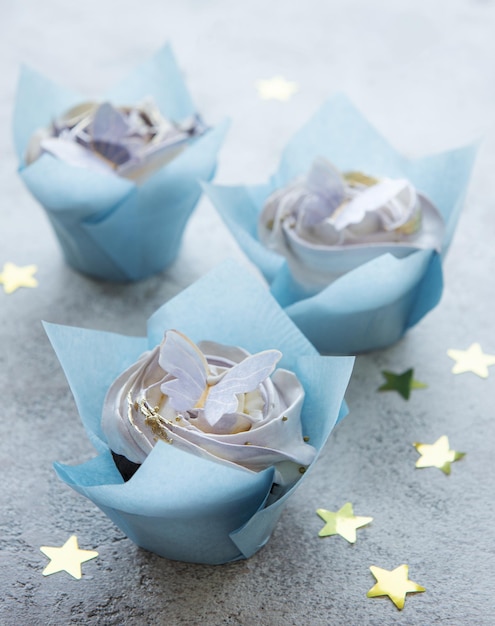 Cupcakes with butterfly decorations