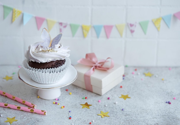 Cupcakes with butterfly decorations