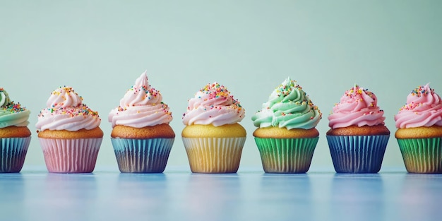 Photo cupcakes with frosting and sprinkles