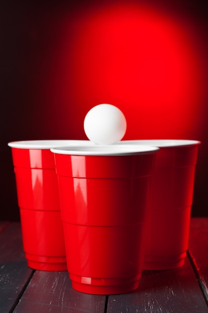 Cups  game Beer Pong on the table