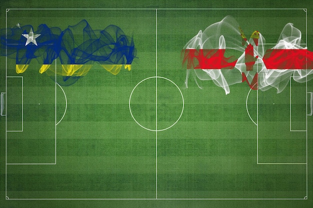 Curacao vs Northern Ireland Soccer Match national colors national flags soccer field football game Competition concept Copy space