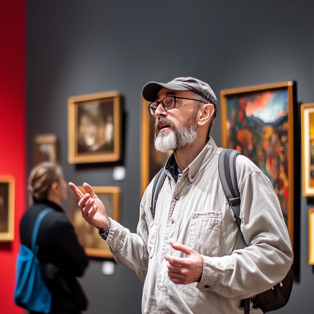 Curator giving a guided tour of an art gallery3