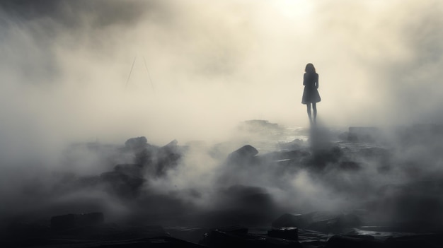 Curiosity Unveiled A Woman39s Silhouette Emerges From The Fog