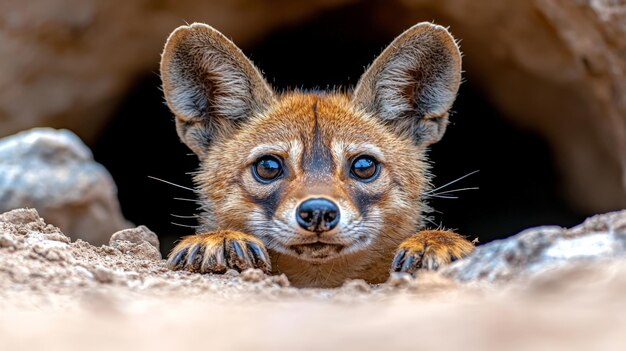 Curious Animal Peeking from a Natural Hideaway