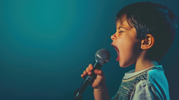 Curious Child Speaks into Microphone Podcast or Radio Moment