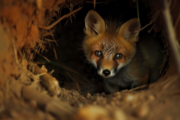 Curious Fox Peeking Out From Bush