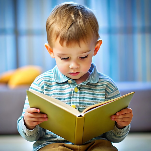 A curious kid learning to read on the new book happyAI generator