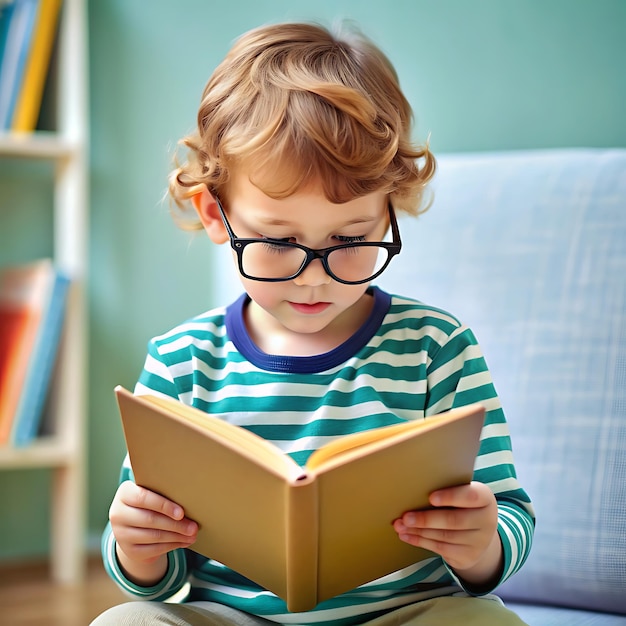 A curious kid learning to read on the new book happyAI generator