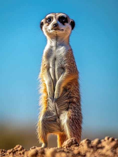 Curious Meerkat Standing On Hind Legs