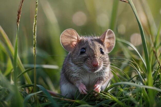 Curious Mouse in the Grass