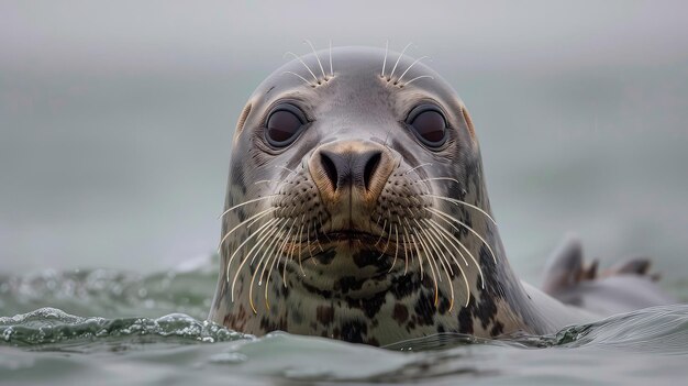 Curious Seal Peeking Above Water