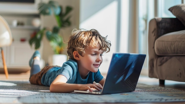 Curious toddler using a laptop on the floor a glimpse into digital literacy in early childhood