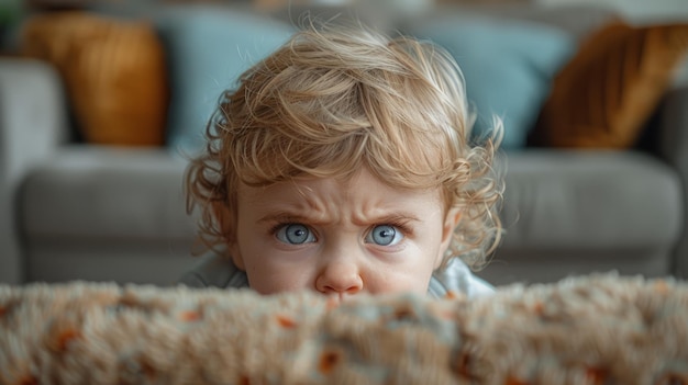 Curious Toddler With Blue Eyes Staring