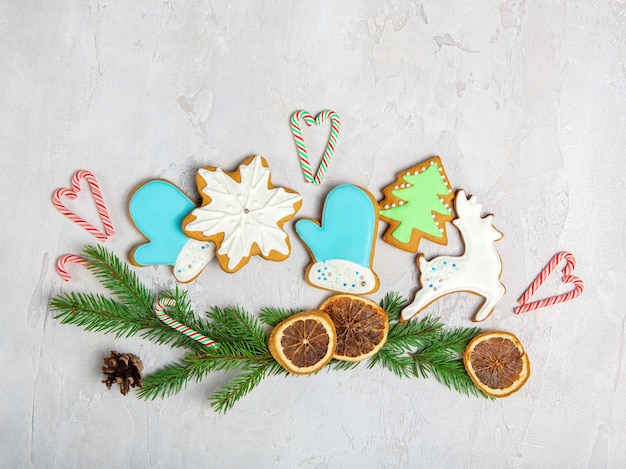 Curly gingerbread cookies  on a grey