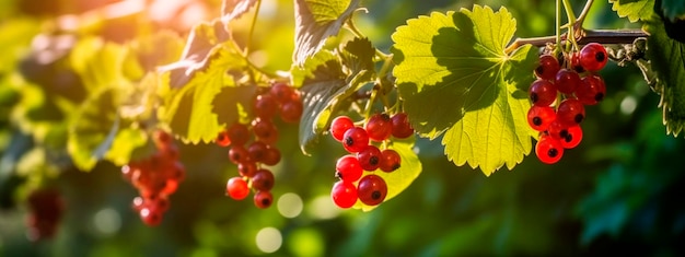 Currant grows on a tree in the harvest garden Generative Ai