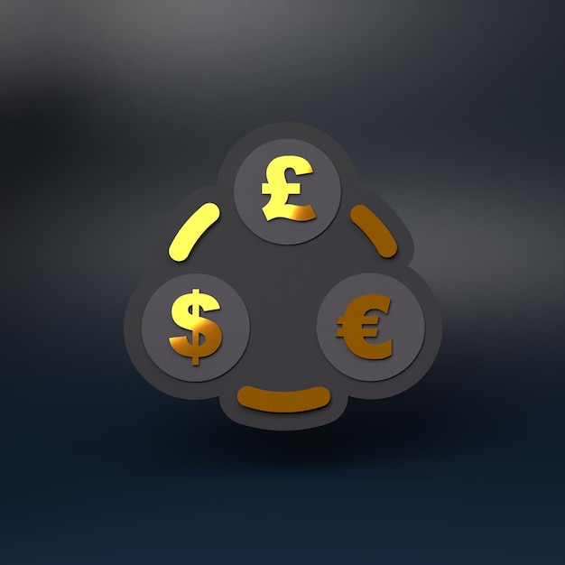 Currency exchange icon 3d render illustration