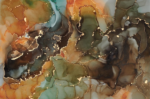 Currents of translucent hues snaking metallic swirls and foamy sprays of color shape the landscape of these freeflowing textures Natural luxury abstract fluid art painting in liquid ink technique