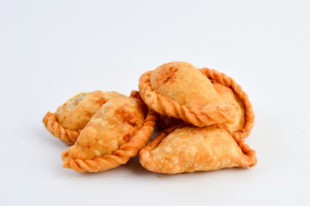 curry puff pastry isolated on white background