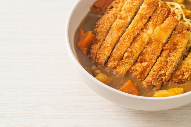 Curry ramen noodles with tonkatsu fried pork cutlet