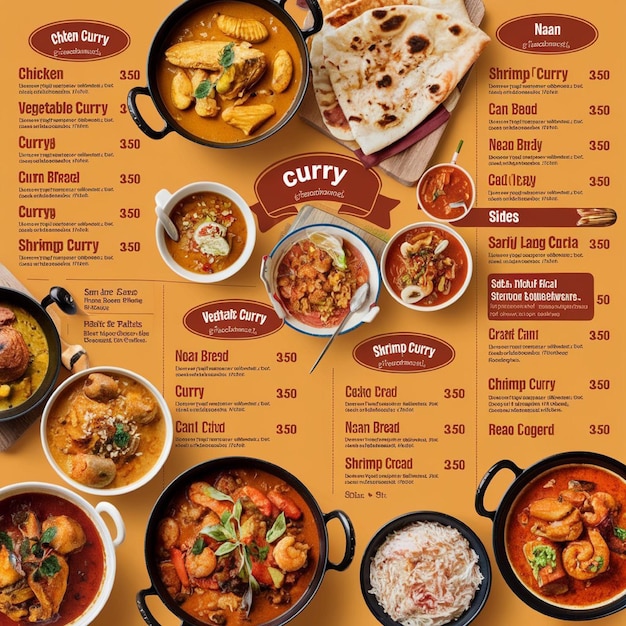 Photo curry restaurant menu