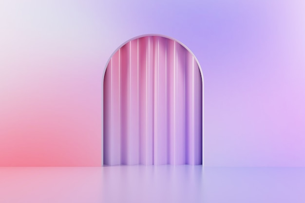 Curtain door 3d rendering minimal colorful background