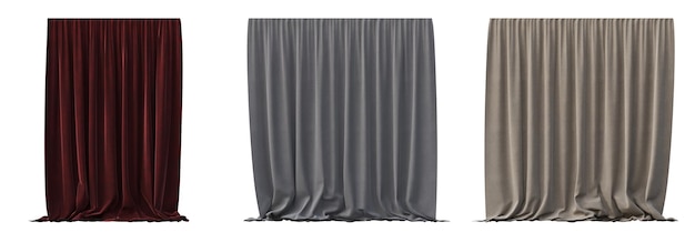 curtain isolated on white background, 3D illustration, cg render