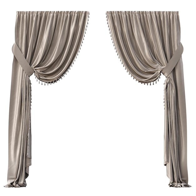 curtain isolated on white background, interior furniture, 3D illustration, cg render