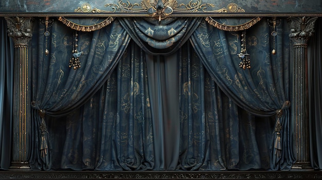 a curtain that is blue