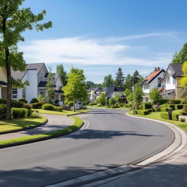 Photo curve street suburb outdoors day