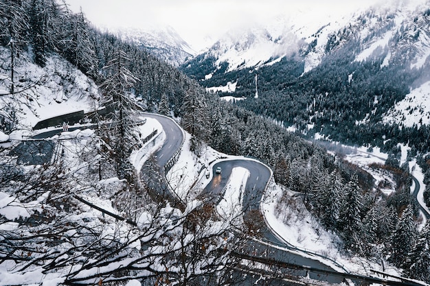 Curved road in the mountains