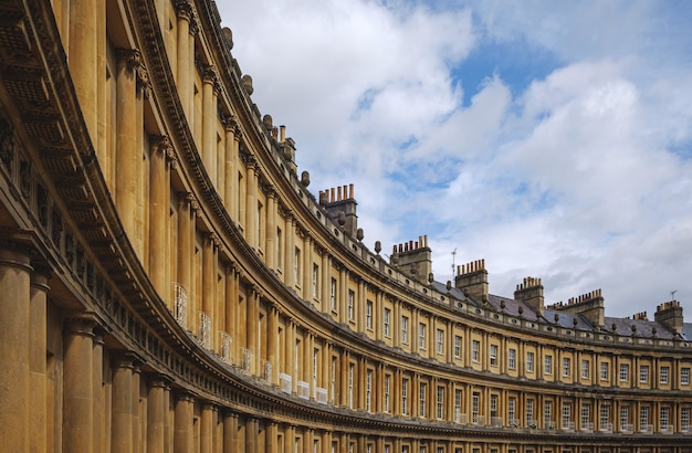 Curved terrace of Georgian Town houses in The Circus, Bath, England