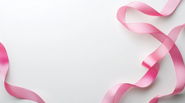 Curvy Pink Ribbon on White Background