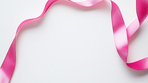 Curvy Pink Ribbon on White Background