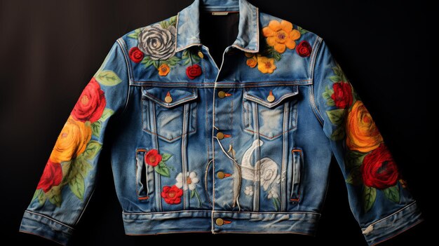 Custom Floral Denim Jacket with HandPainted Design