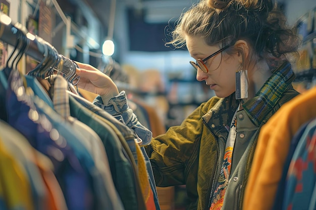 Customer Browsing Secondhand Clothes